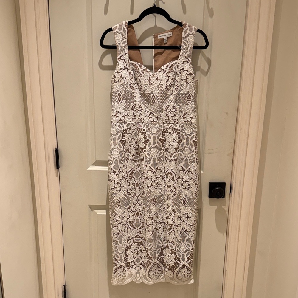 Dress the Population White Lace Midi Dress